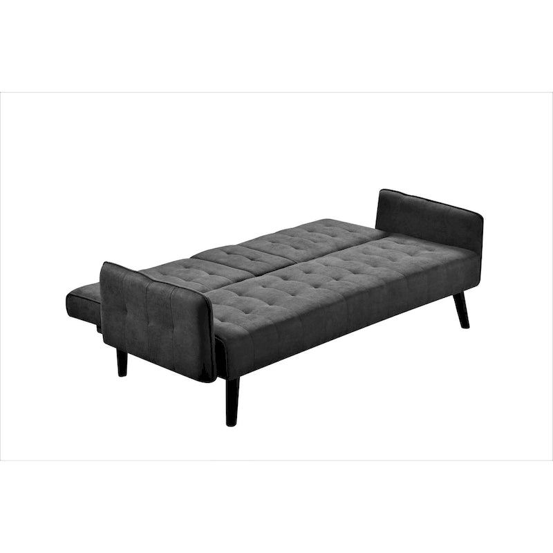 Divano Letto Futon in Lino Trapuntato, 2 Posti – Grigio / Blu / Verde / Beige / Rosa / Grigio Scuro