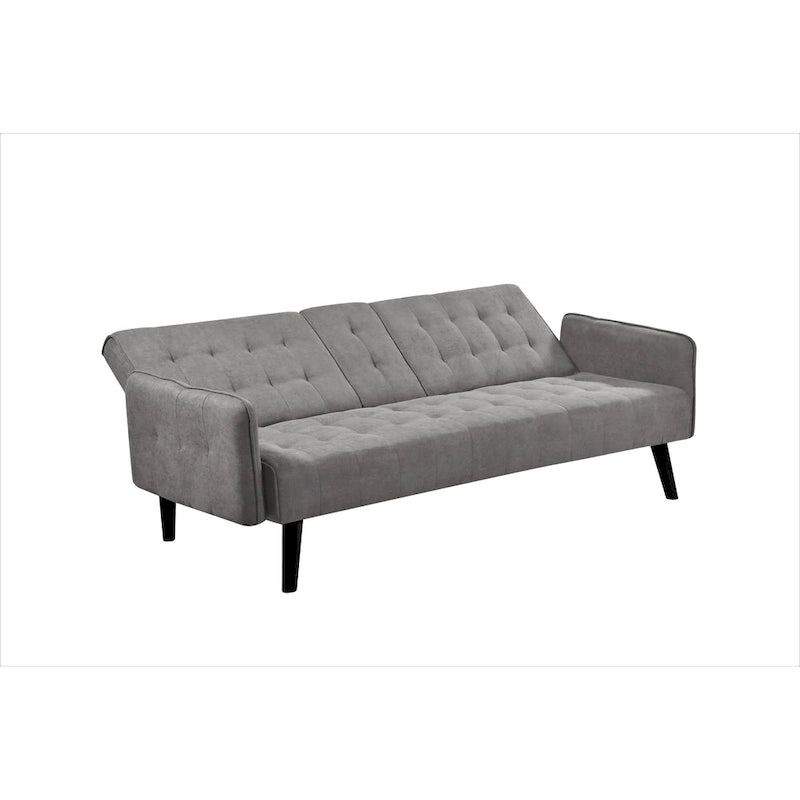 Divano Letto Futon in Lino Trapuntato, 2 Posti – Grigio / Blu / Verde / Beige / Rosa / Grigio Scuro