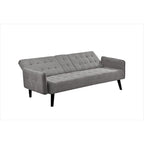 Divano Letto Futon in Lino Trapuntato, 2 Posti – Grigio / Blu / Verde / Beige / Rosa / Grigio Scuro
