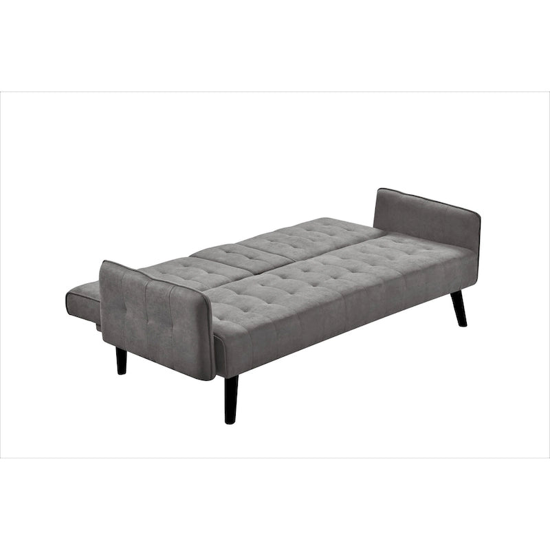 Divano Letto Futon in Lino Trapuntato, 2 Posti – Grigio / Blu / Verde / Beige / Rosa / Grigio Scuro