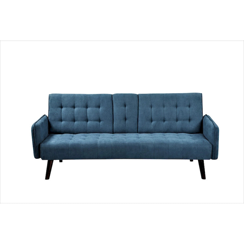Divano Letto Futon in Lino Trapuntato, 2 Posti – Grigio / Blu / Verde / Beige / Rosa / Grigio Scuro