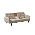 Divano Letto Futon in Lino Trapuntato, 2 Posti – Grigio / Blu / Verde / Beige / Rosa / Grigio Scuro