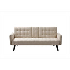 Divano Letto Futon in Lino Trapuntato, 2 Posti – Grigio / Blu / Verde / Beige / Rosa / Grigio Scuro