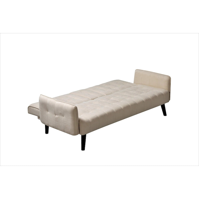 Divano Letto Futon in Lino Trapuntato, 2 Posti – Grigio / Blu / Verde / Beige / Rosa / Grigio Scuro