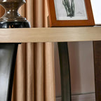 Tavolino ovale a 2 ripiani in metallo nero e venature del legno – Da caffè / D'appoggio / Da divano, 1 persona