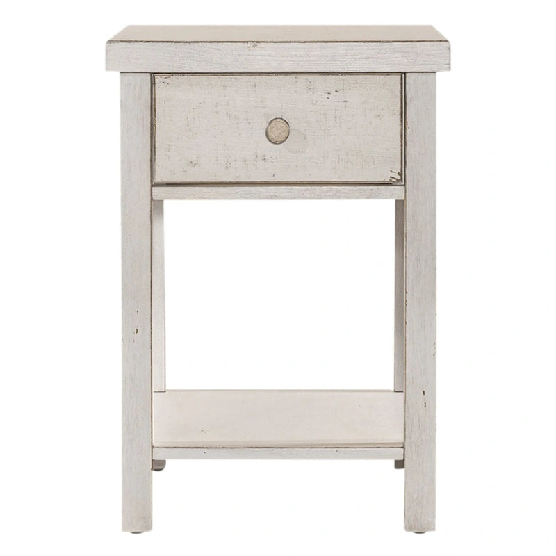 Tavolino d'appoggio con 1 cassetto Bianco Stile Mercato delle Pulci