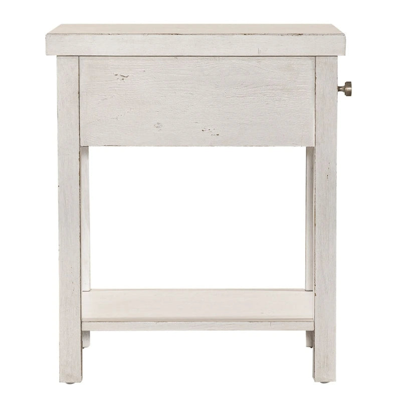 Tavolino d'appoggio con 1 cassetto Bianco Stile Mercato delle Pulci