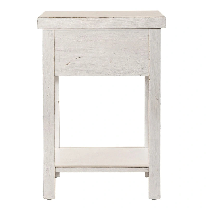 Tavolino d'appoggio con 1 cassetto Bianco Stile Mercato delle Pulci