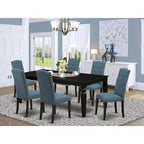 Set tavolo da pranzo nero/bianco lino con sedie Parson – 3, 7 o 9 posti
