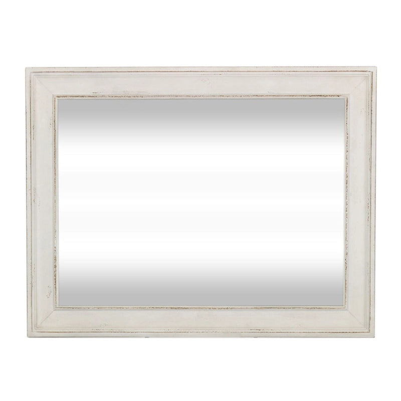 Cassettiera a 7 cassetti bianco antico con specchio, 1 persona