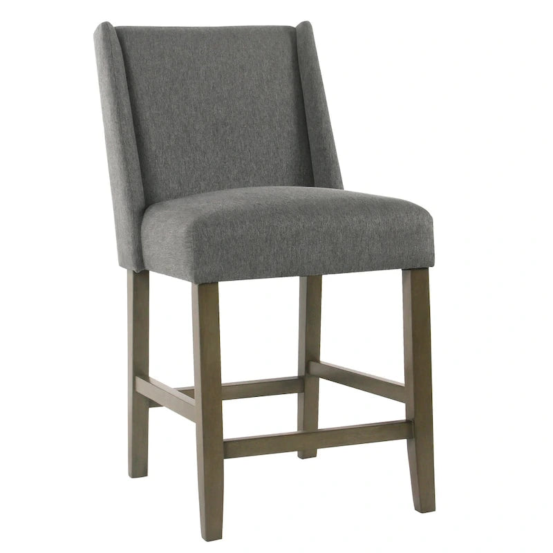 Sgabello da bancone alto 24" con schienale alto grigio peltro - Seduta singola