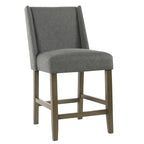 Sgabello da bancone alto 24" con schienale alto grigio peltro - Seduta singola