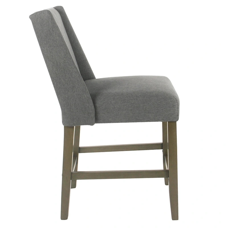 Sgabello da bancone alto 24" con schienale alto grigio peltro - Seduta singola
