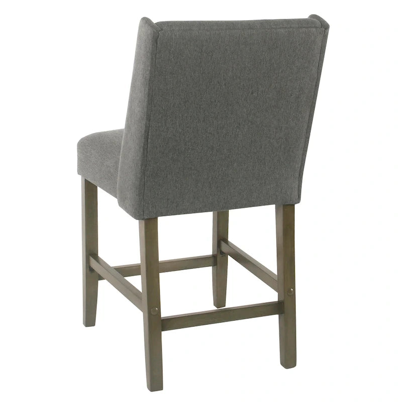 Sgabello da bancone alto 24" con schienale alto grigio peltro - Seduta singola