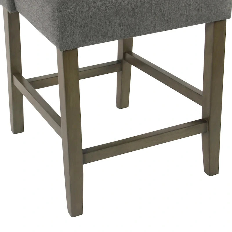 Sgabello da bancone alto 24" con schienale alto grigio peltro - Seduta singola