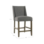 Sgabello da bancone alto 24" con schienale alto grigio peltro - Seduta singola