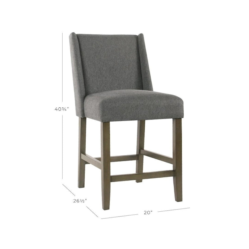 Sgabello da bancone alto 24" con schienale alto grigio peltro - Seduta singola