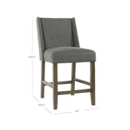 Sgabello da bancone alto 24" con schienale alto grigio peltro - Seduta singola