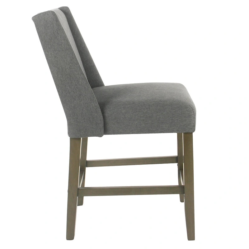 Sgabello da bancone alto 24" con schienale alto grigio peltro - Seduta singola