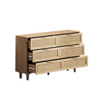 Cassettiera a 6 cassetti in rattan, naturale/nera, monoposto