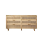 Cassettiera a 6 cassetti in rattan, naturale/nera, monoposto