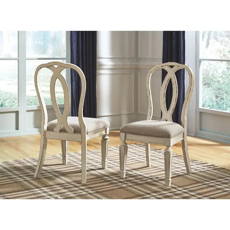 Sedia da pranzo con fiocco bianco/marrone, set da 2