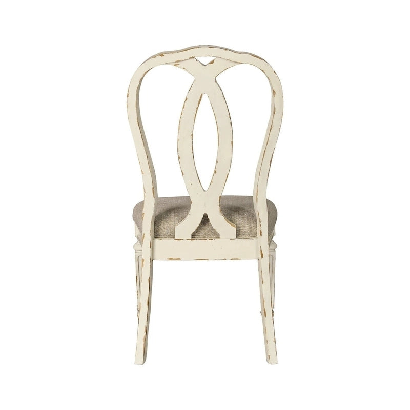 Sedia da pranzo con fiocco bianco/marrone, set da 2