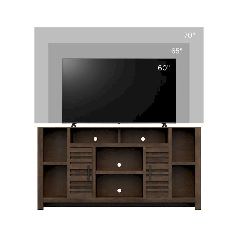 Mobile TV con finitura Whiskey, adatto per TV fino a 70", 1 pezzo