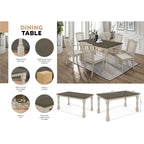 Tavolo da Pranzo Bicolore Grigio Mid-Century, 6 Posti
