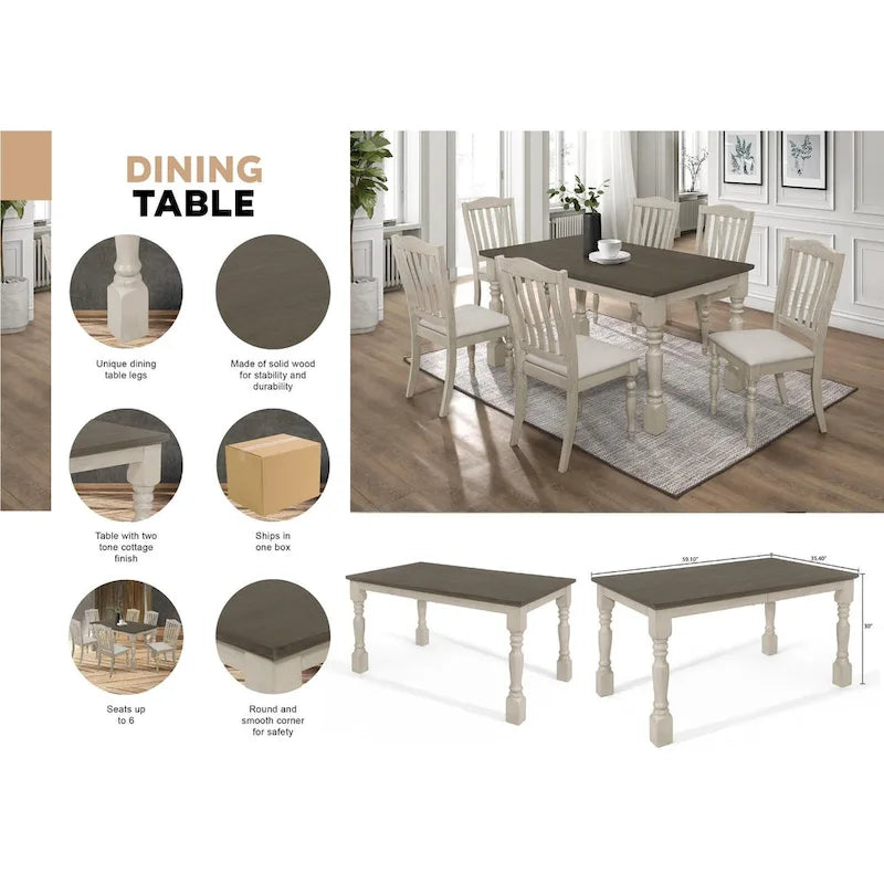 Tavolo da Pranzo Bicolore Grigio Mid-Century, 6 Posti