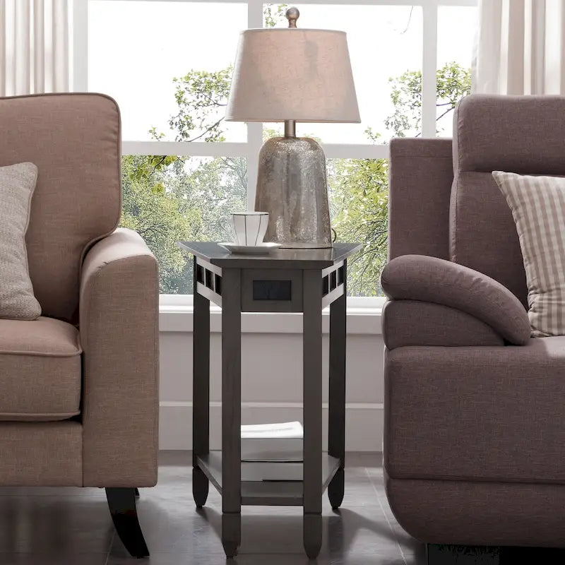Tavolino con cuneo Smoke Grey / Rovere rustico per 1–2 posti
