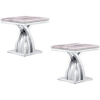 Tavolino grigio e argento, base a X, acciaio inossidabile, set da 1-2 pezzi