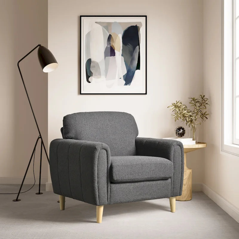 Poltrona tufted con braccioli marrone/antracite, monoposto