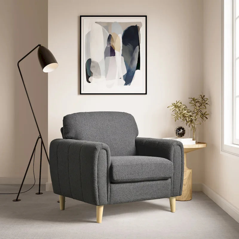 Poltrona tufted con braccioli marrone/antracite, monoposto