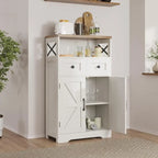 Armadio a terra, Marrone/Bianco/Grigio, 2 ante 2 cassetti, Monoblocco