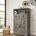 Armadio a terra, Marrone/Bianco/Grigio, 2 ante 2 cassetti, Monoblocco