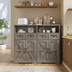 Armadio a terra, Marrone/Bianco/Grigio, 2 ante 2 cassetti, Monoblocco
