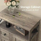 Armadio a terra, Marrone/Bianco/Grigio, 2 ante 2 cassetti, Monoblocco