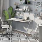 Scrivania per computer in acciaio Glam bianca/nera da 47" con porte USB – 1 persona
