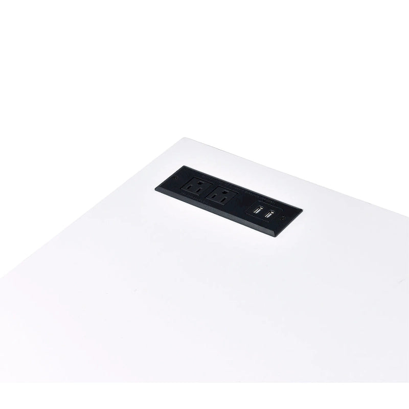 Scrivania per computer in acciaio Glam bianca/nera da 47" con porte USB – 1 persona