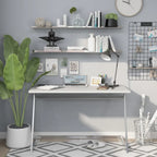 Scrivania per computer in acciaio Glam bianca/nera da 47" con porte USB – 1 persona
