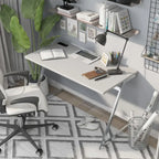 Scrivania per computer in acciaio Glam bianca/nera da 47" con porte USB – 1 persona