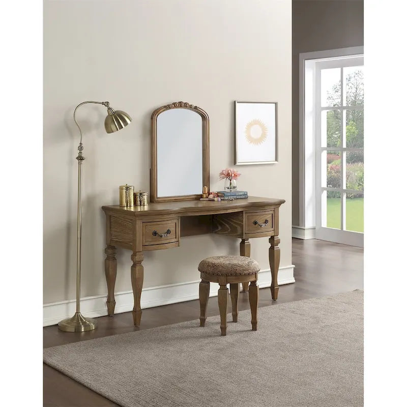 Set toeletta vintage con specchio e sgabello, 1 persona – Quercia antica / Bianco antico / Nero / Grigio scuro