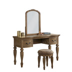 Set toeletta vintage con specchio e sgabello, 1 persona – Quercia antica / Bianco antico / Nero / Grigio scuro