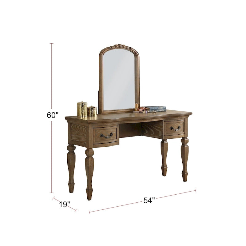Set toeletta vintage con specchio e sgabello, 1 persona – Quercia antica / Bianco antico / Nero / Grigio scuro