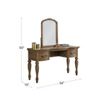 Set toeletta vintage con specchio e sgabello, 1 persona – Quercia antica / Bianco antico / Nero / Grigio scuro