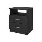 Comodino a 2 cassetti e 1 ripiano, nero / marrone scuro / rovere chiaro / bianco / grigio chiaro, 1 persona