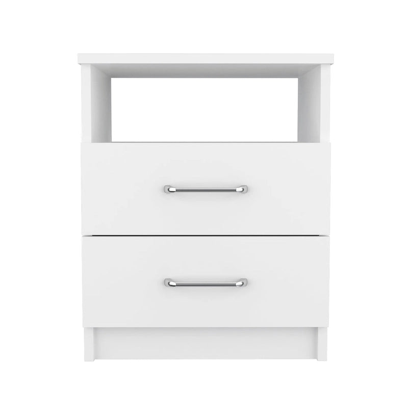 Comodino a 2 cassetti e 1 ripiano, nero / marrone scuro / rovere chiaro / bianco / grigio chiaro, 1 persona