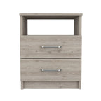 Comodino a 2 cassetti e 1 ripiano, nero / marrone scuro / rovere chiaro / bianco / grigio chiaro, 1 persona
