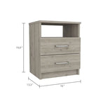 Comodino a 2 cassetti e 1 ripiano, nero / marrone scuro / rovere chiaro / bianco / grigio chiaro, 1 persona